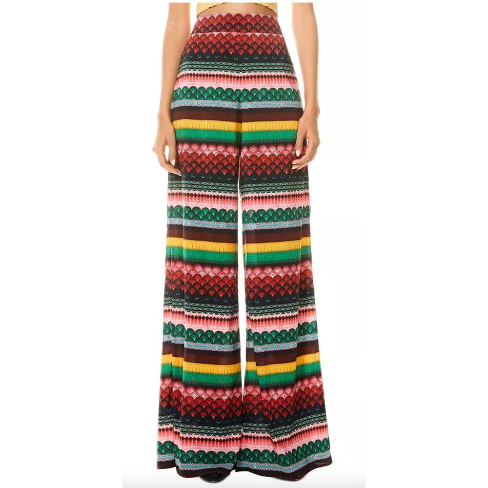 Alice + Olivia Athena Multi-Stripe Geo Wide-Leg Pants Size 10
